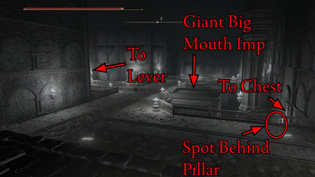 elden ring darklight catacombs giant big mouth imp room