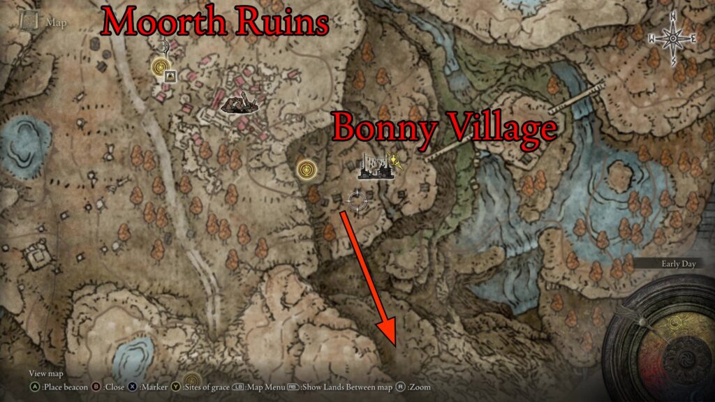 elden ring bonny gaol dungeon map location