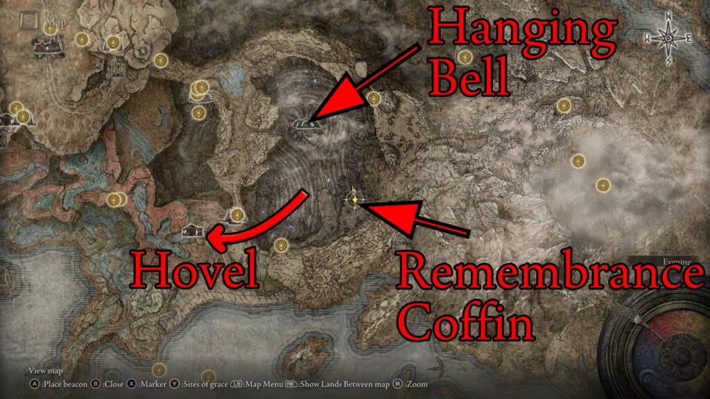 elden rings finger ruins of rhia walkthrough map of area labeled v1