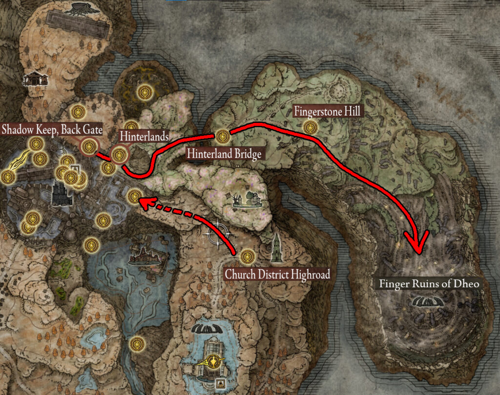 how to reach finger ruins of dheo map walkthrough elden ring shadow of the erdtree v2