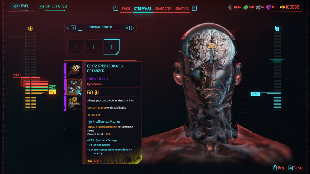 cyberpunk 2077 cox 2 cybersomatic optimizer shop