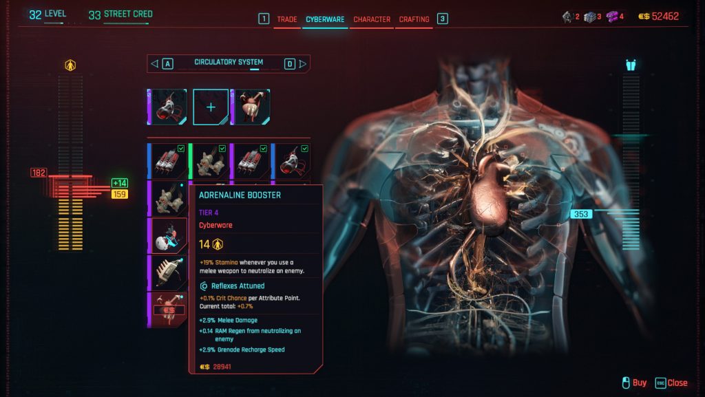 cyberpunk 2077 adrenaline booster shop