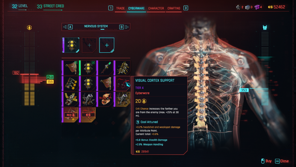 cyberpunk 2077 visual cortex support shop