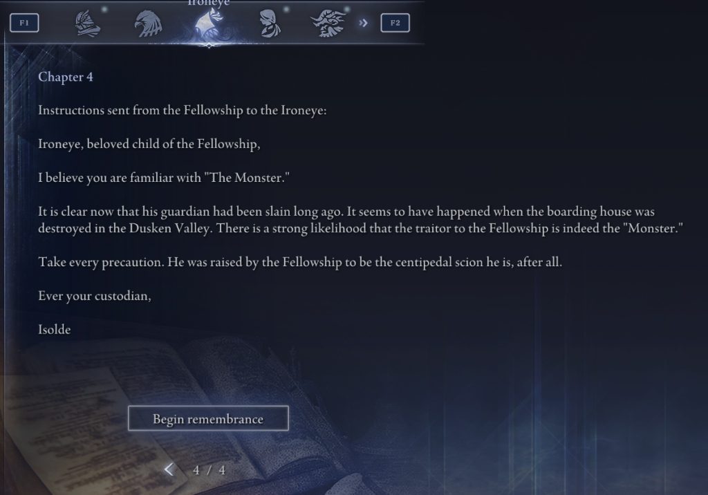 ironeye first remembrance quest how to start in journal elden ring nightreign