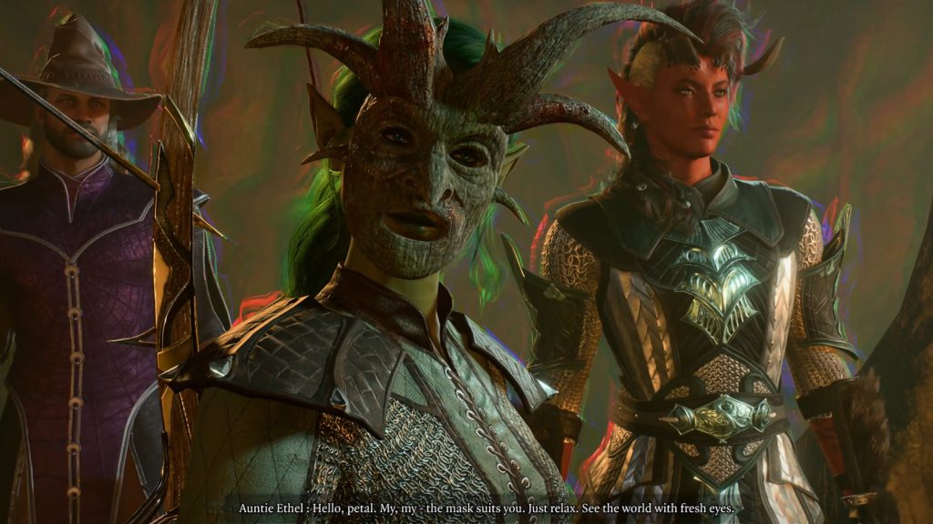 baldurs gate 3 screenshot teahouse mask