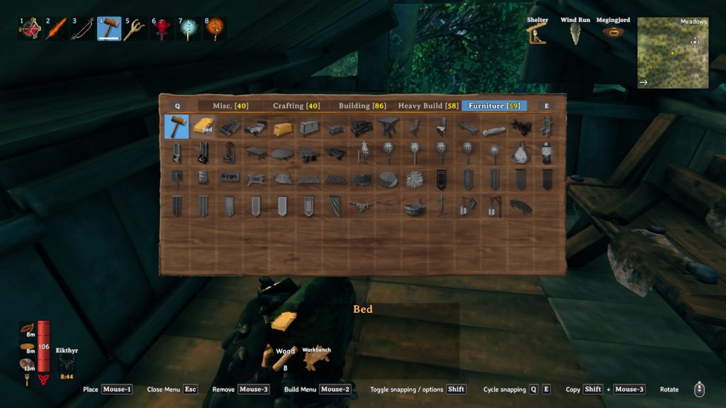 valheim meadows tips craft bed