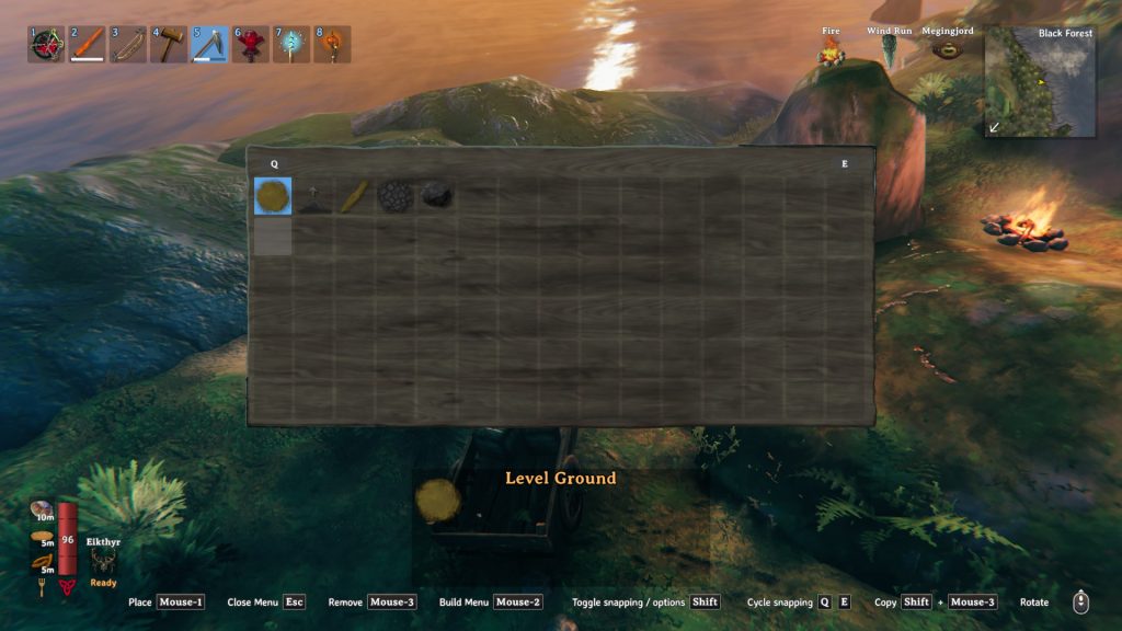 valheim black forest tips cart hoe menu