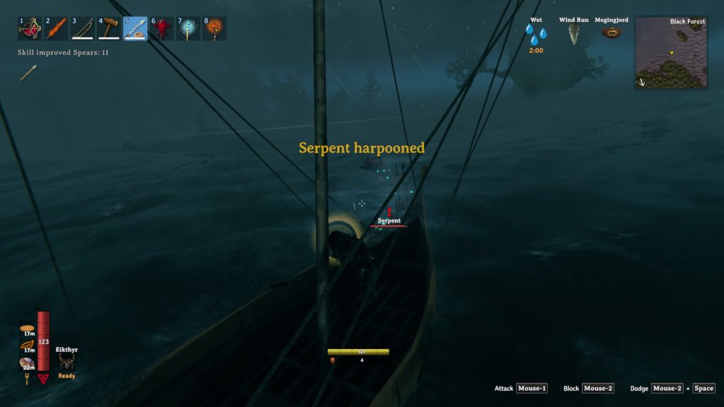 valheim ocean tips serpent harpooned